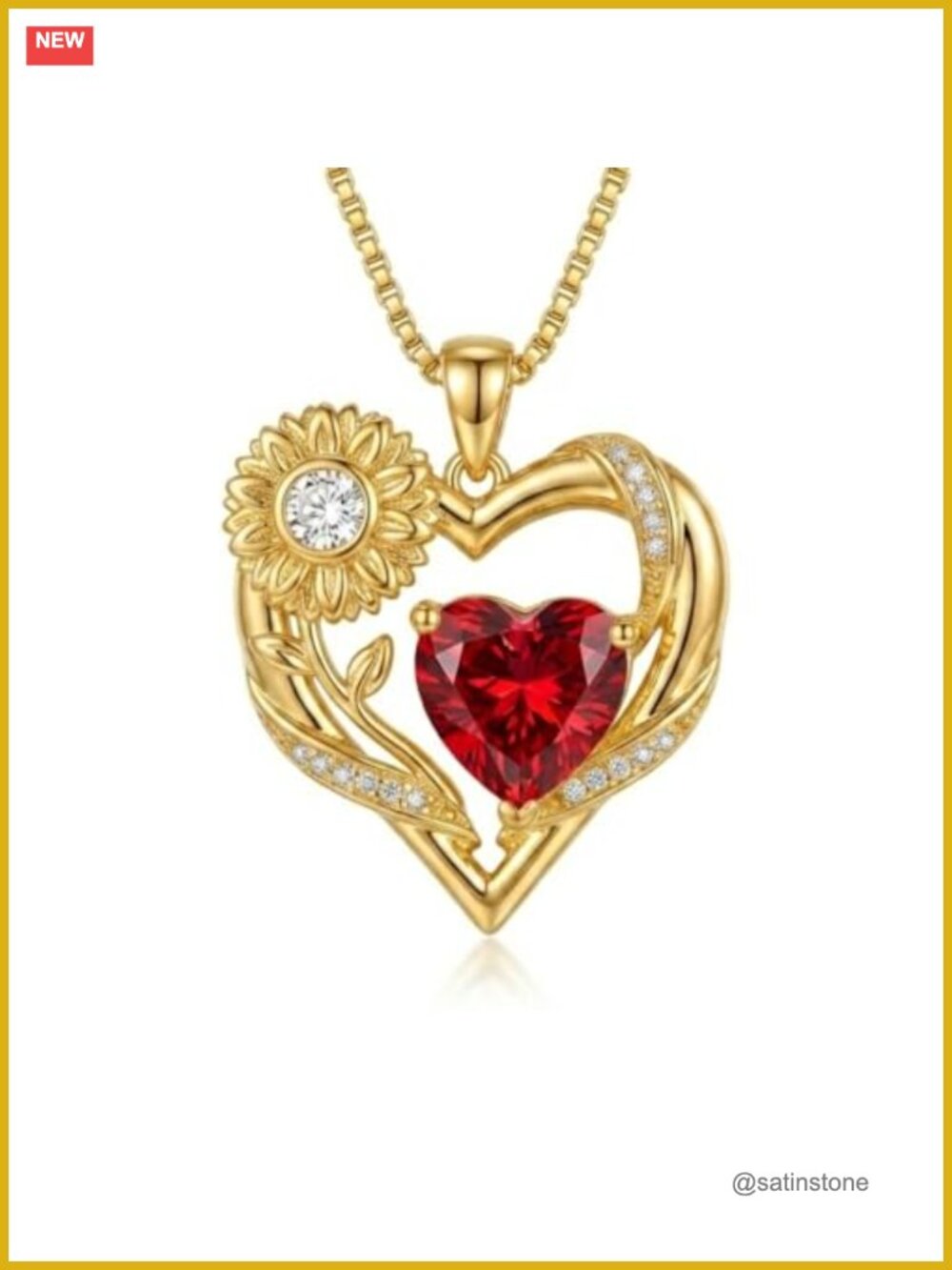 14K Gold Plated Sunflower Pendant Birthstone Necklace